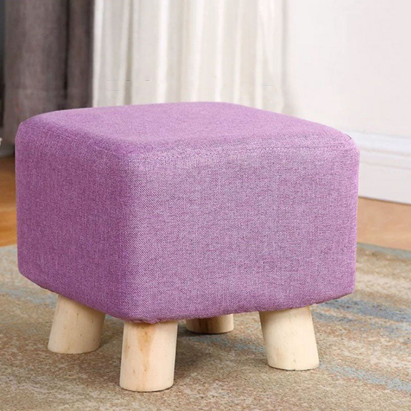 Cotton Linen Ottoman Scratch Resistant Removable and Washable Slipcover Solid Ottoman