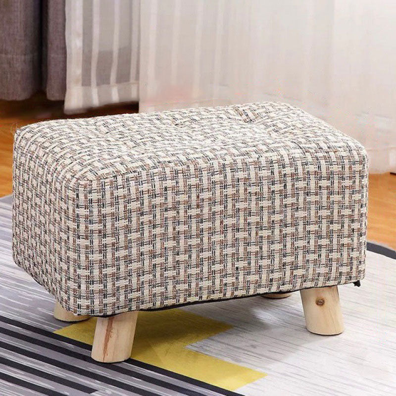 Cotton Linen Ottoman Scratch Resistant Removable and Washable Slipcover Solid Ottoman