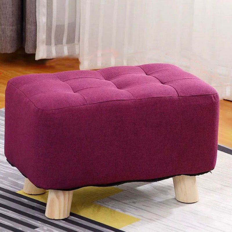 Cotton Linen Ottoman Scratch Resistant Removable and Washable Slipcover Solid Ottoman