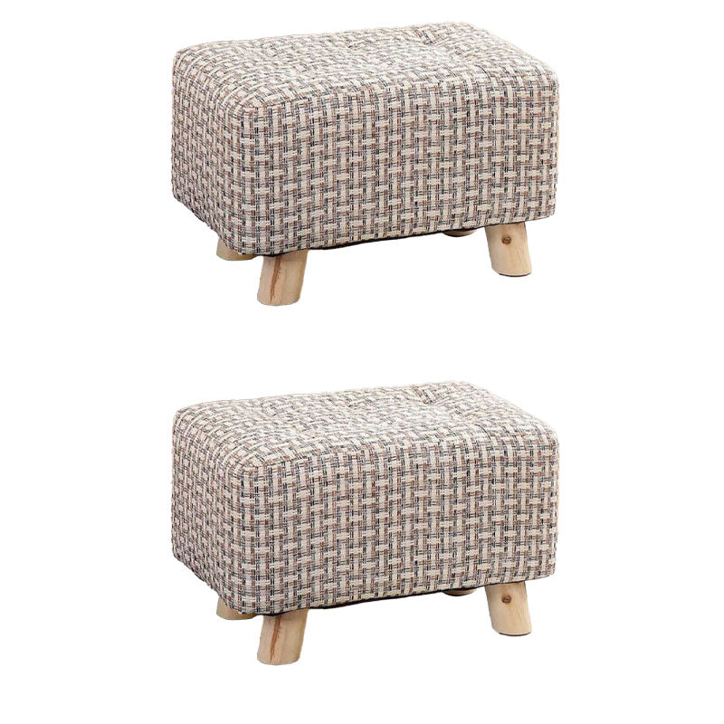 Cotton Linen Ottoman Scratch Resistant Removable and Washable Slipcover Solid Ottoman