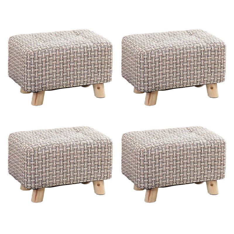 Cotton Linen Ottoman Scratch Resistant Removable and Washable Slipcover Solid Ottoman