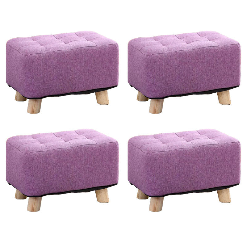 Cotton Linen Ottoman Scratch Resistant Removable and Washable Slipcover Solid Ottoman