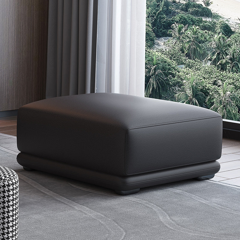 Contemporary Rectangular Ottoman Leather Foot Stool in White