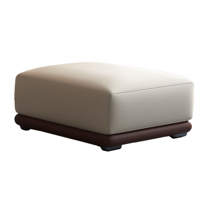 Contemporary Rectangular Ottoman Leather Foot Stool in White