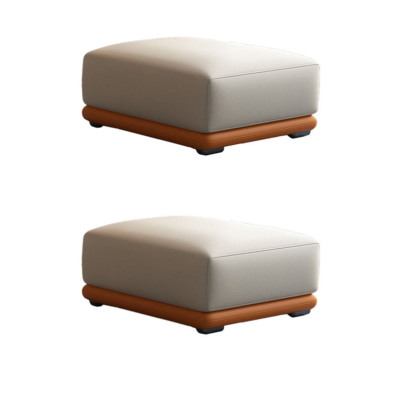 Contemporary Rectangular Ottoman Leather Foot Stool in White