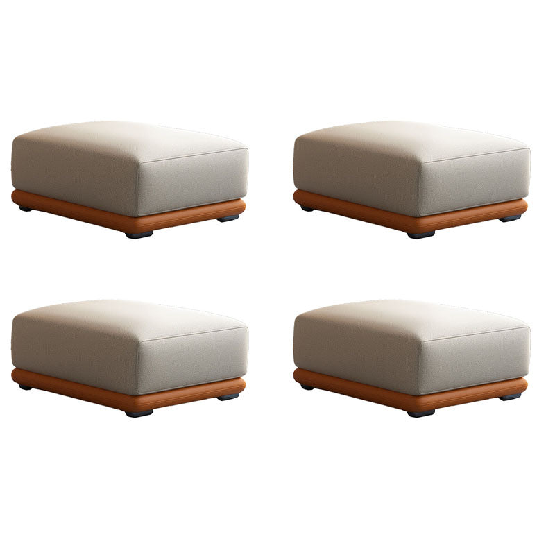 Contemporary Rectangular Ottoman Leather Foot Stool in White