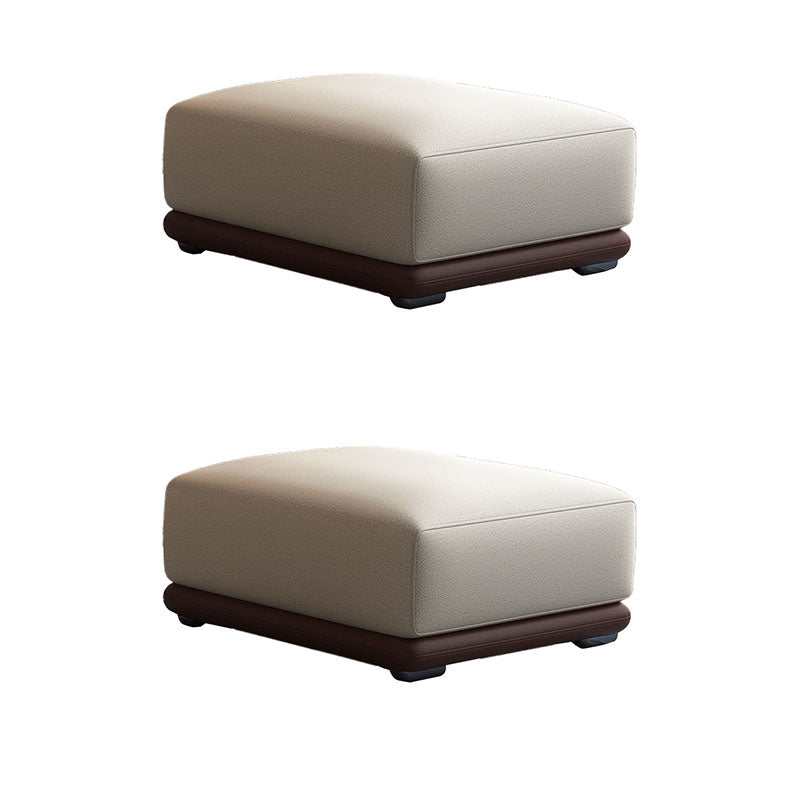 Contemporary Rectangular Ottoman Leather Foot Stool in White