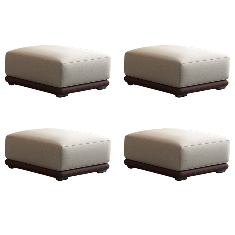 Contemporary Rectangular Ottoman Leather Foot Stool in White