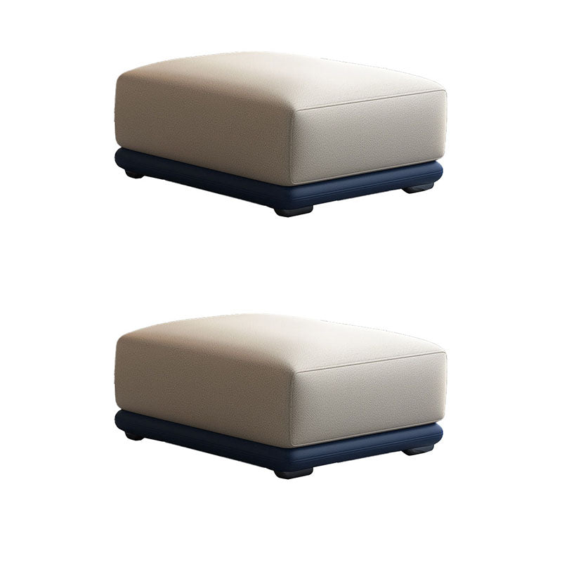 Contemporary Rectangular Ottoman Leather Foot Stool in White