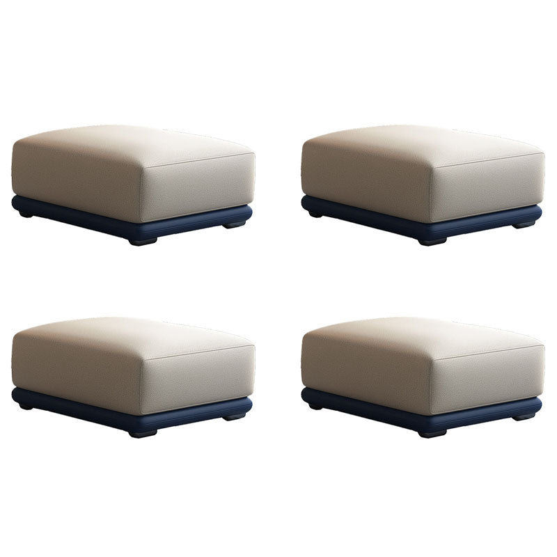 Contemporary Rectangular Ottoman Leather Foot Stool in White