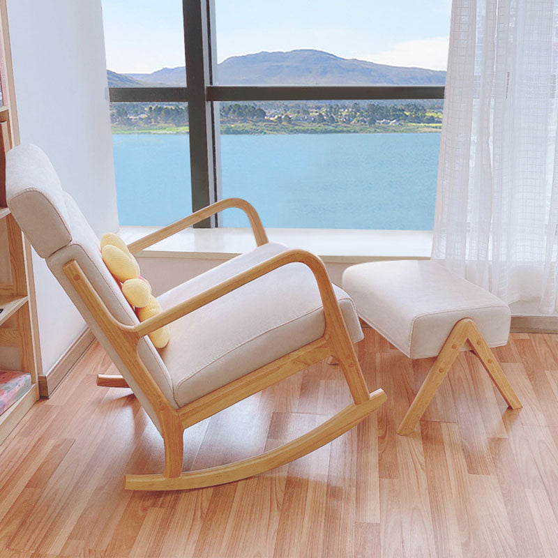 Contemporary Rocking Chair Upholstered Antique Finish Rocking Accent Chair