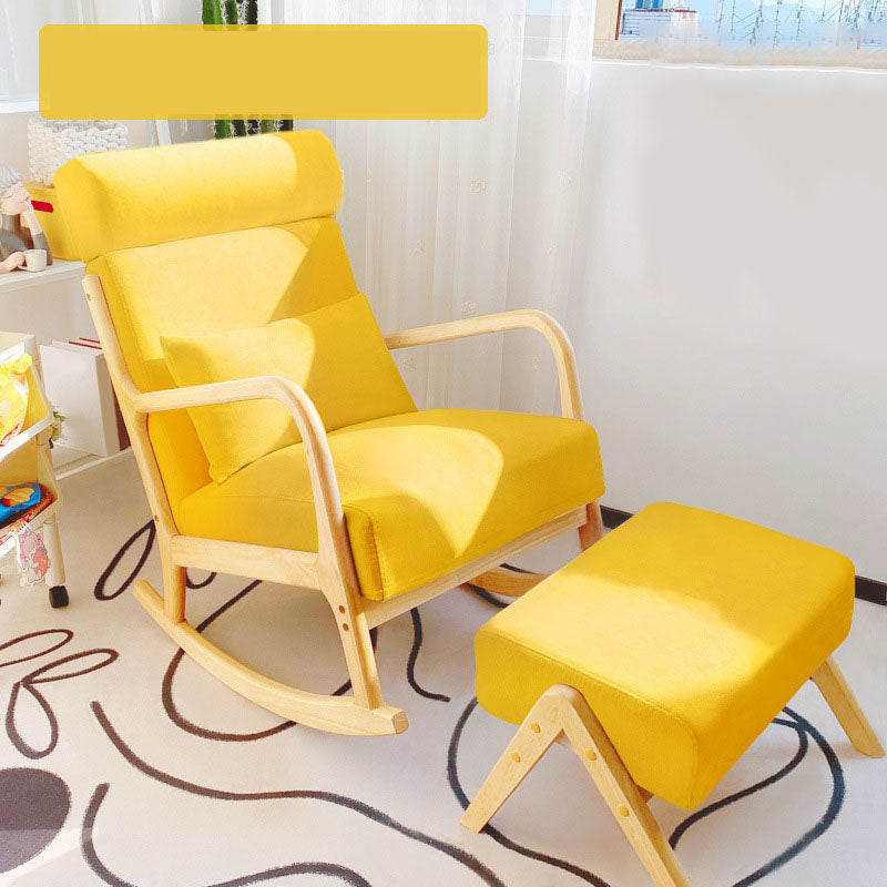 Contemporary Rocking Chair Upholstered Antique Finish Rocking Accent Chair