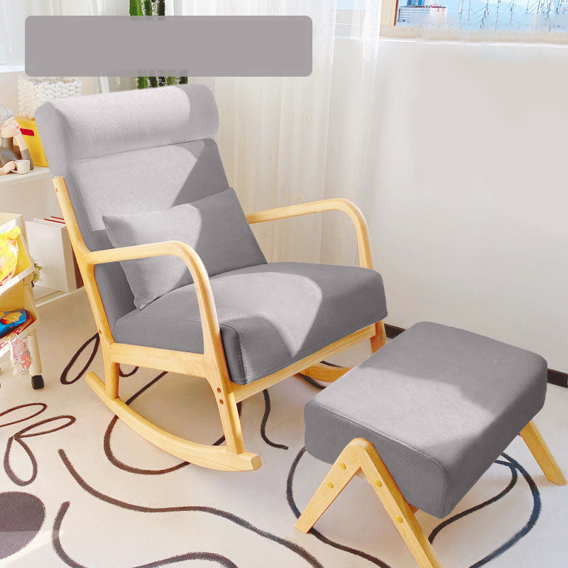 Contemporary Rocking Chair Upholstered Antique Finish Rocking Accent Chair