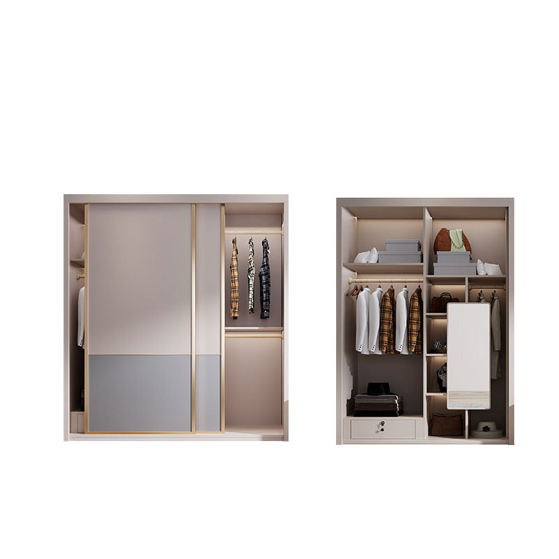 Bedroom Wooden Wardrobe Armoire Coastal Style Sliding Doors Storage Cabinet