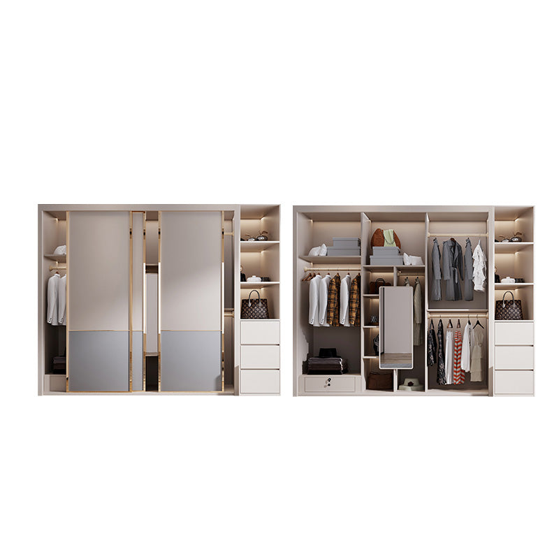 Bedroom Wooden Wardrobe Armoire Coastal Style Sliding Doors Storage Cabinet