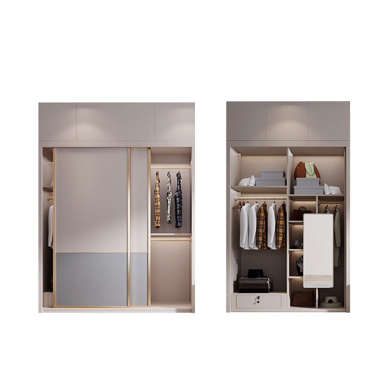 Bedroom Wooden Wardrobe Armoire Coastal Style Sliding Doors Storage Cabinet