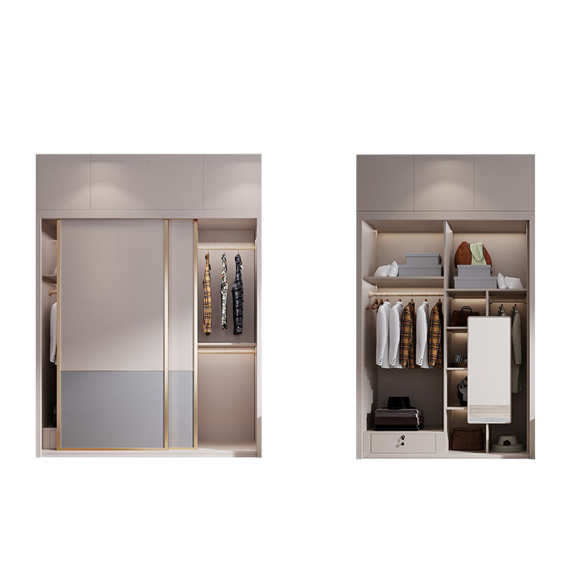 Bedroom Wooden Wardrobe Armoire Coastal Style Sliding Doors Storage Cabinet