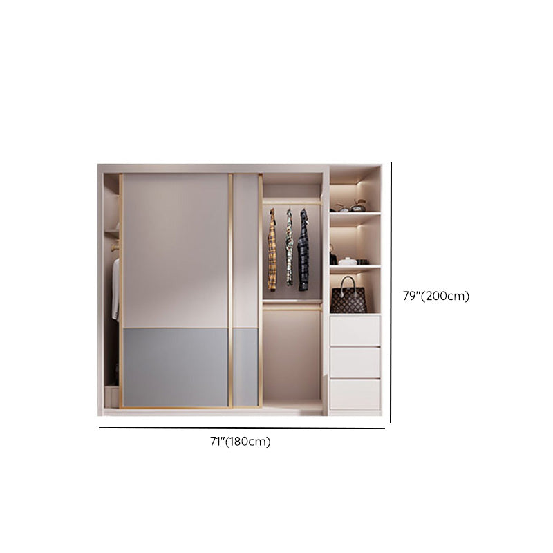 Bedroom Wooden Wardrobe Armoire Coastal Style Sliding Doors Storage Cabinet