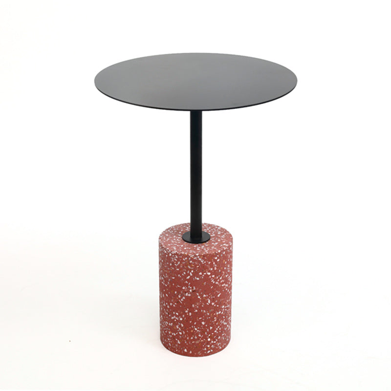 Pedestal Accent Side Table 23.62" Tall Round Metal Side End Snack Table