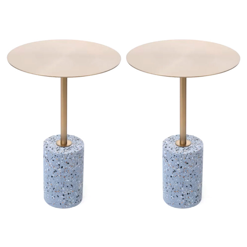 Pedestal Accent Side Table 23.62" Tall Round Metal Side End Snack Table