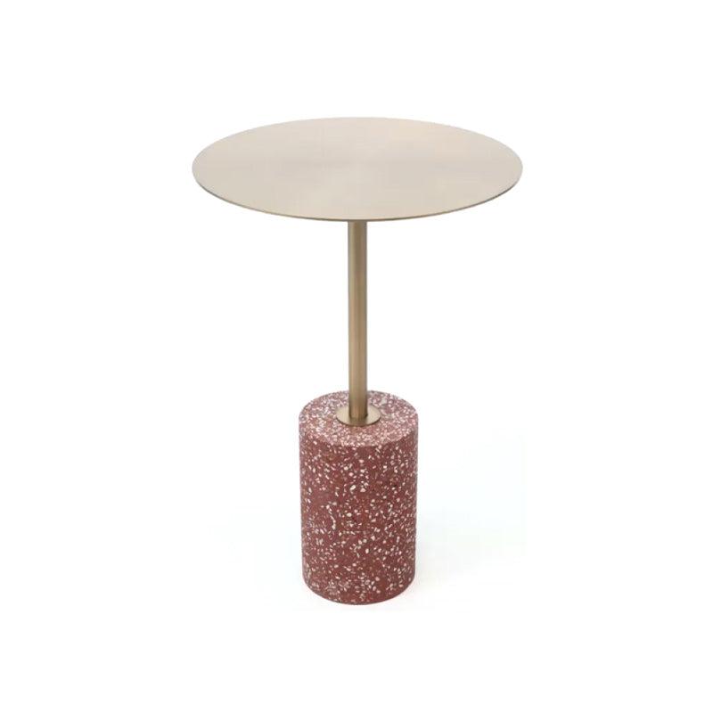 Pedestal Accent Side Table 23.62" Tall Round Metal Side End Snack Table