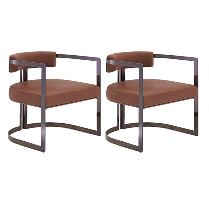 Upholstered Arm Chair Modern Style Dining Chair with Metal Legs