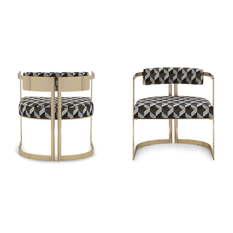 Upholstered Arm Chair Modern Style Dining Chair with Metal Legs