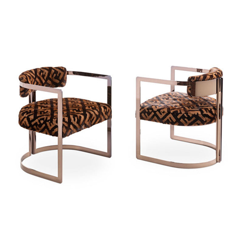 Upholstered Arm Chair Modern Style Dining Chair with Metal Legs