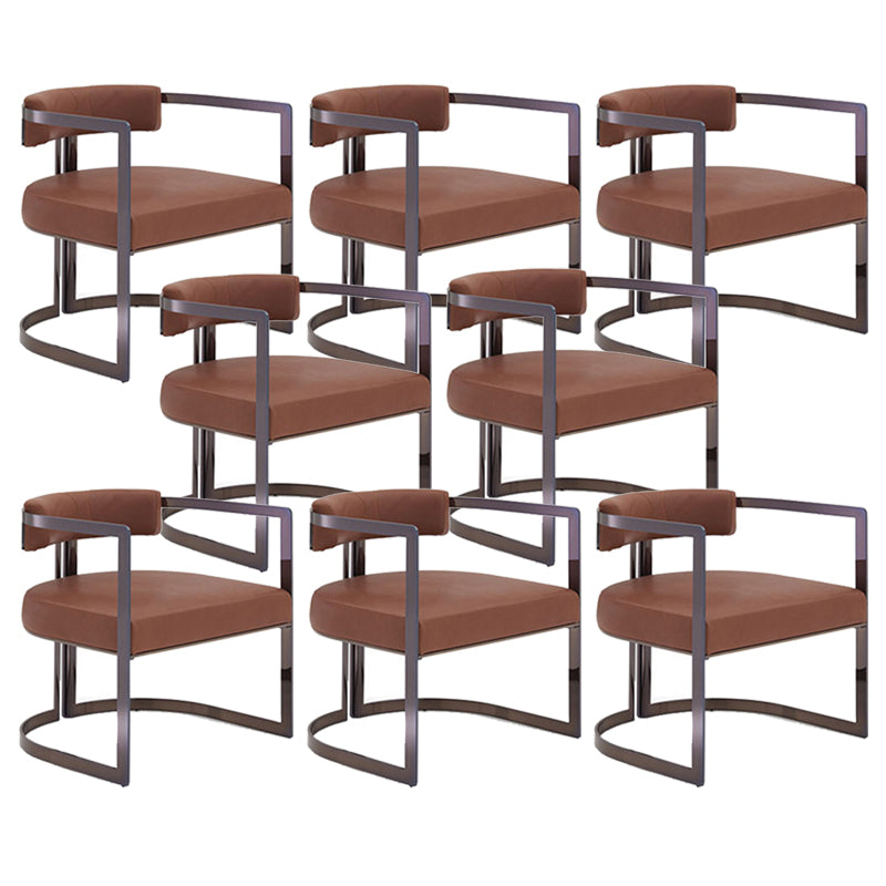 Upholstered Arm Chair Modern Style Dining Chair with Metal Legs