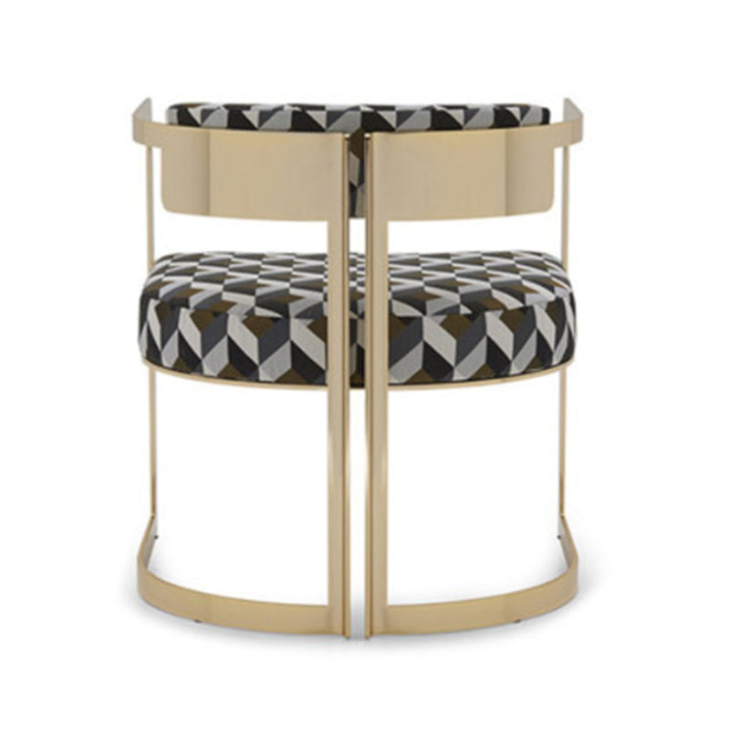 Upholstered Arm Chair Modern Style Dining Chair with Metal Legs