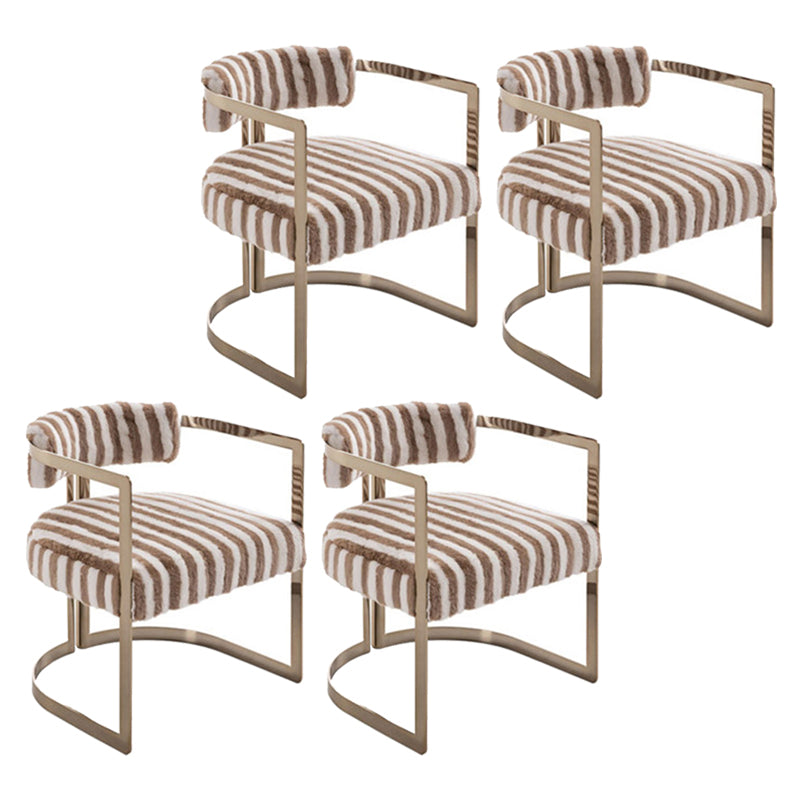 Upholstered Arm Chair Modern Style Dining Chair with Metal Legs