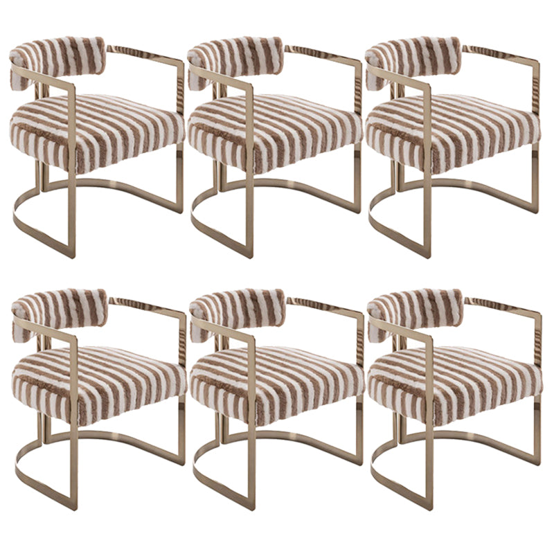 Upholstered Arm Chair Modern Style Dining Chair with Metal Legs