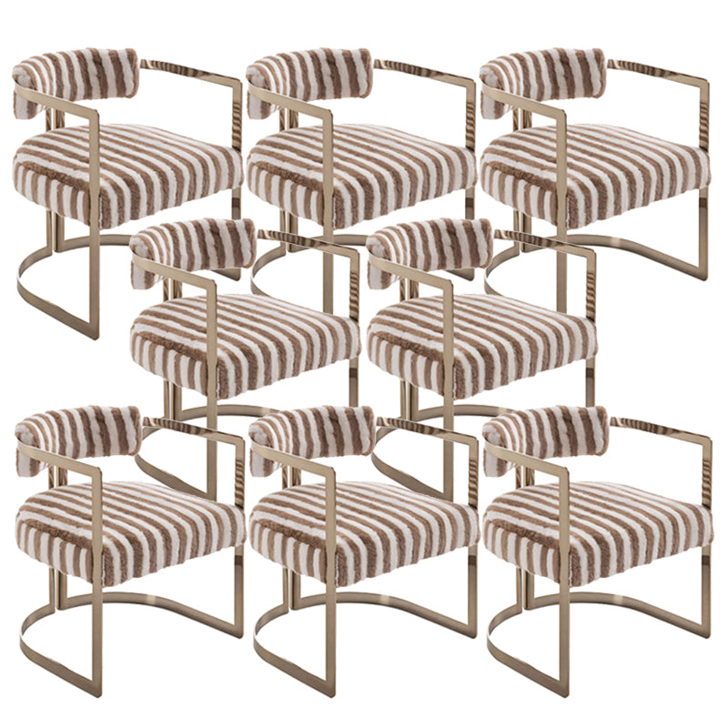 Upholstered Arm Chair Modern Style Dining Chair with Metal Legs