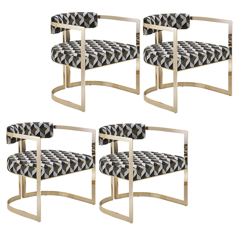Upholstered Arm Chair Modern Style Dining Chair with Metal Legs
