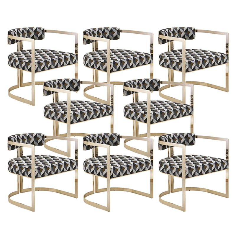 Upholstered Arm Chair Modern Style Dining Chair with Metal Legs