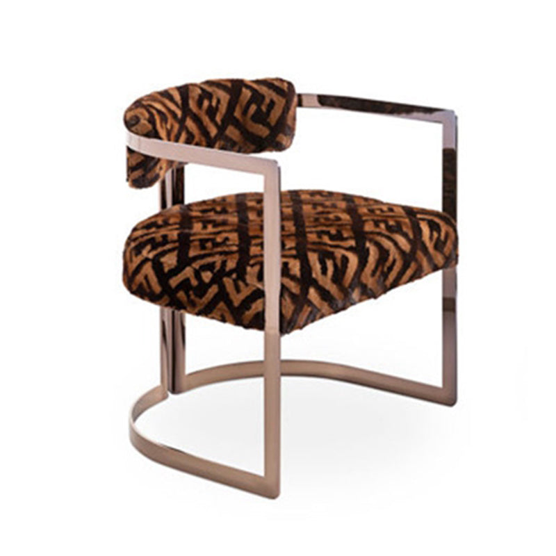 Upholstered Arm Chair Modern Style Dining Chair with Metal Legs