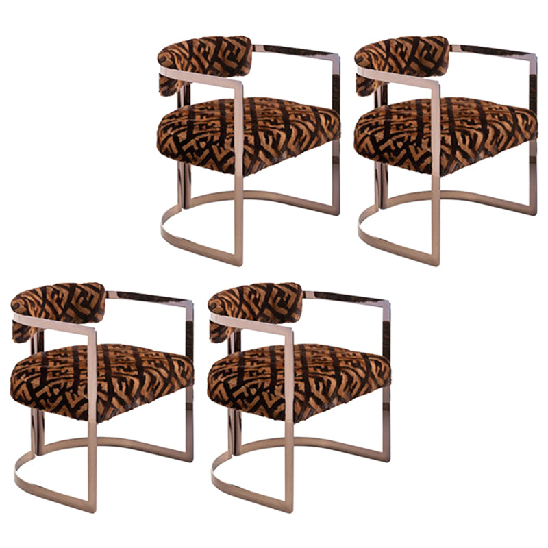 Upholstered Arm Chair Modern Style Dining Chair with Metal Legs