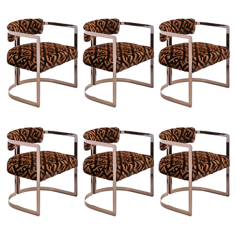 Upholstered Arm Chair Modern Style Dining Chair with Metal Legs