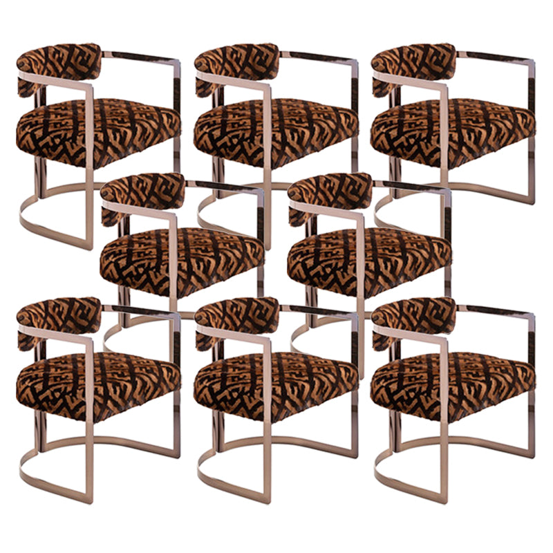 Upholstered Arm Chair Modern Style Dining Chair with Metal Legs