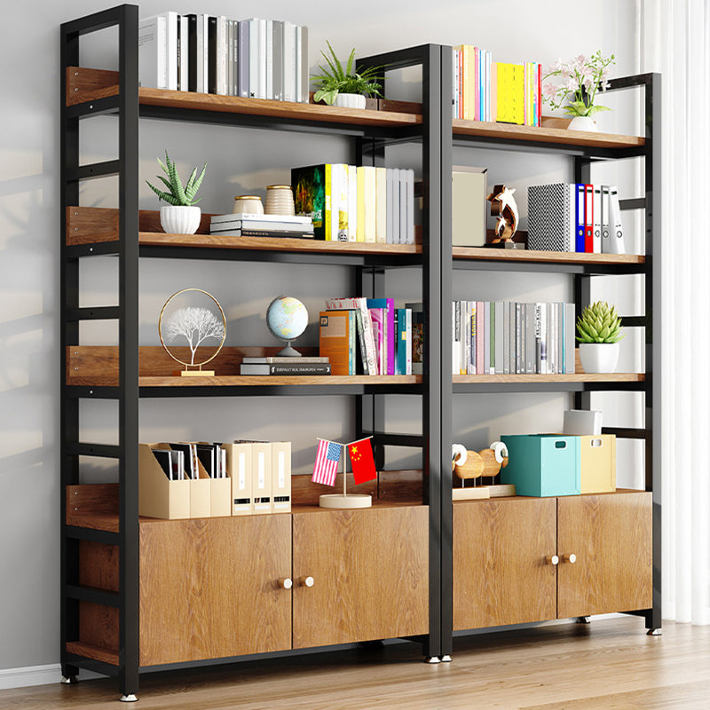 Modern Open Storage Shelf Bookcase with Cabinets for Home Office