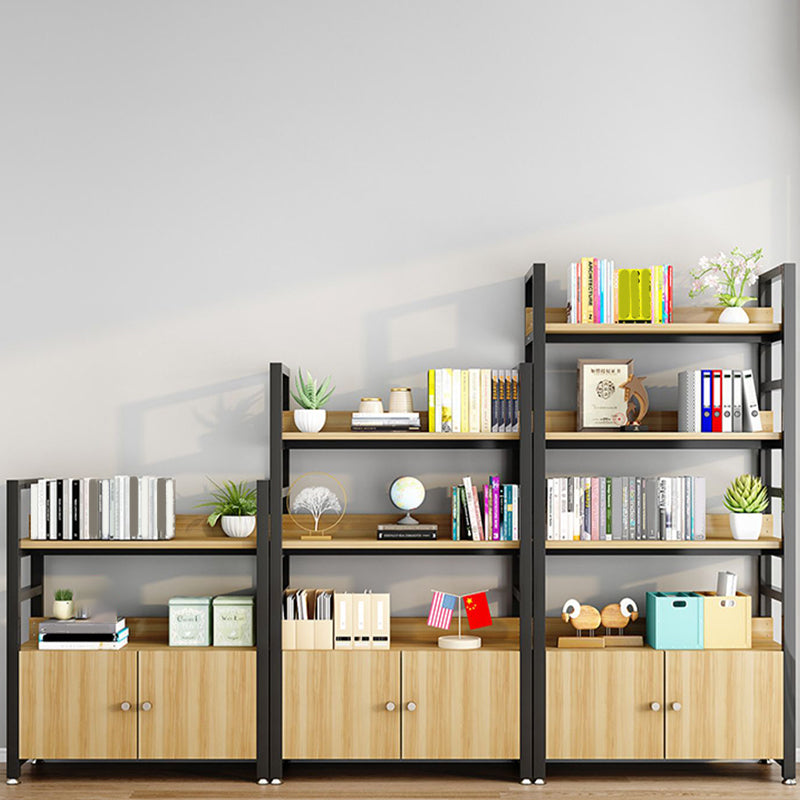 Modern Open Storage Shelf Bookcase with Cabinets for Home Office