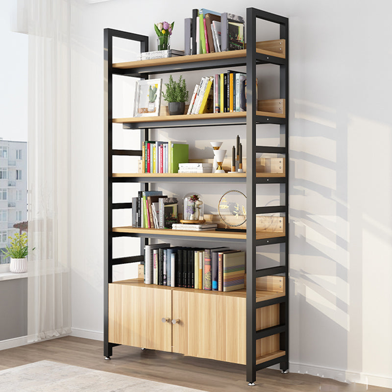 Modern Open Storage Shelf Bookcase with Cabinets for Home Office
