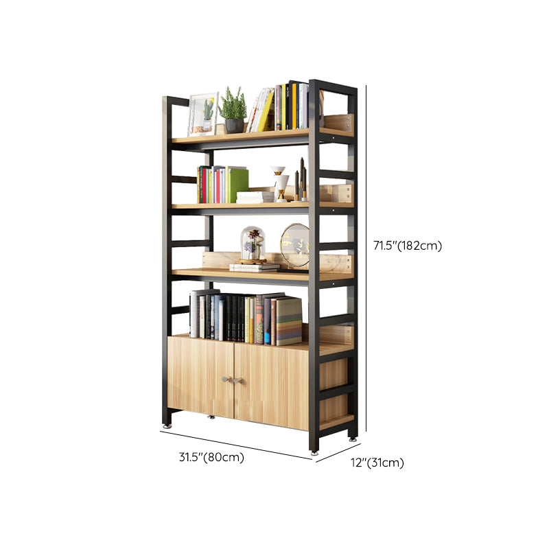 Modern Open Storage Shelf Bookcase with Cabinets for Home Office
