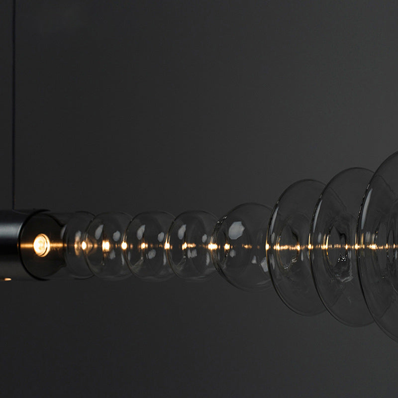 Modern LED Metal Ceiling Light Linear Shape Island Light with Glass Shade for Living Room