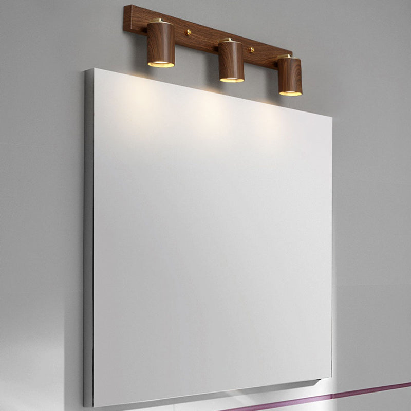 Cylinder Shape Metal Vanity Lights Modern Style Multi Lights Vanity Light Fixture in Brown