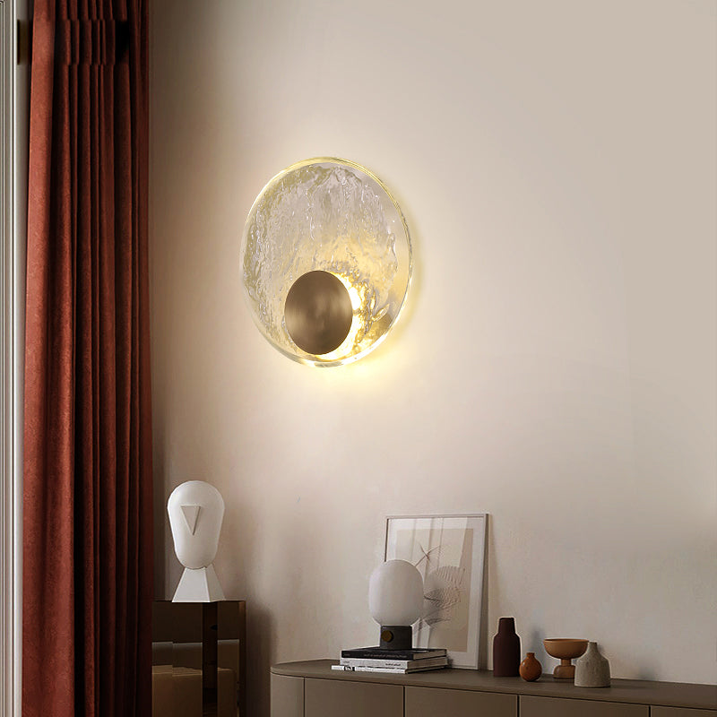 Round Shape Crystal Vanity Lights Modern Style 1 Light Vanity Light Fixtures in Gold