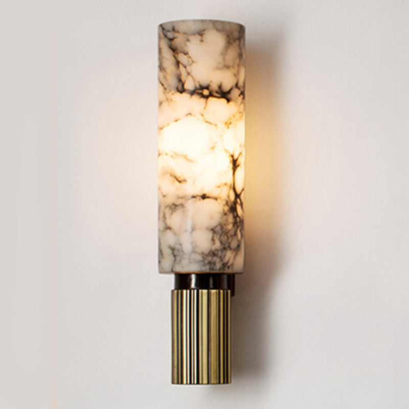 Post Modern Bath Sconce Stone & Metal 2 - Light Cylinder Bathroom Vanity Lighting
