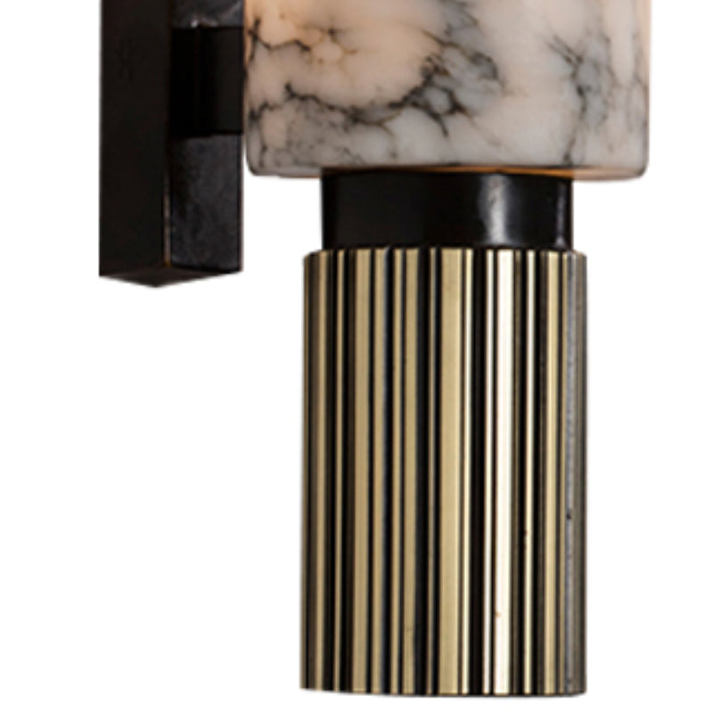 Post Modern Bath Sconce Stone & Metal 2 - Light Cylinder Bathroom Vanity Lighting