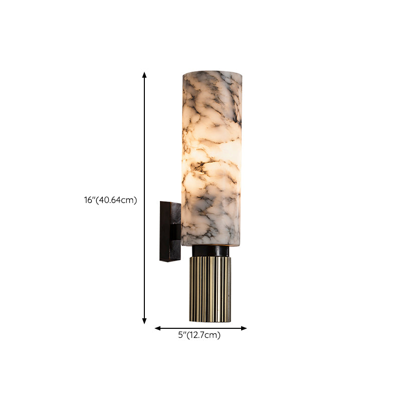 Post Modern Bath Sconce Stone & Metal 2 - Light Cylinder Bathroom Vanity Lighting