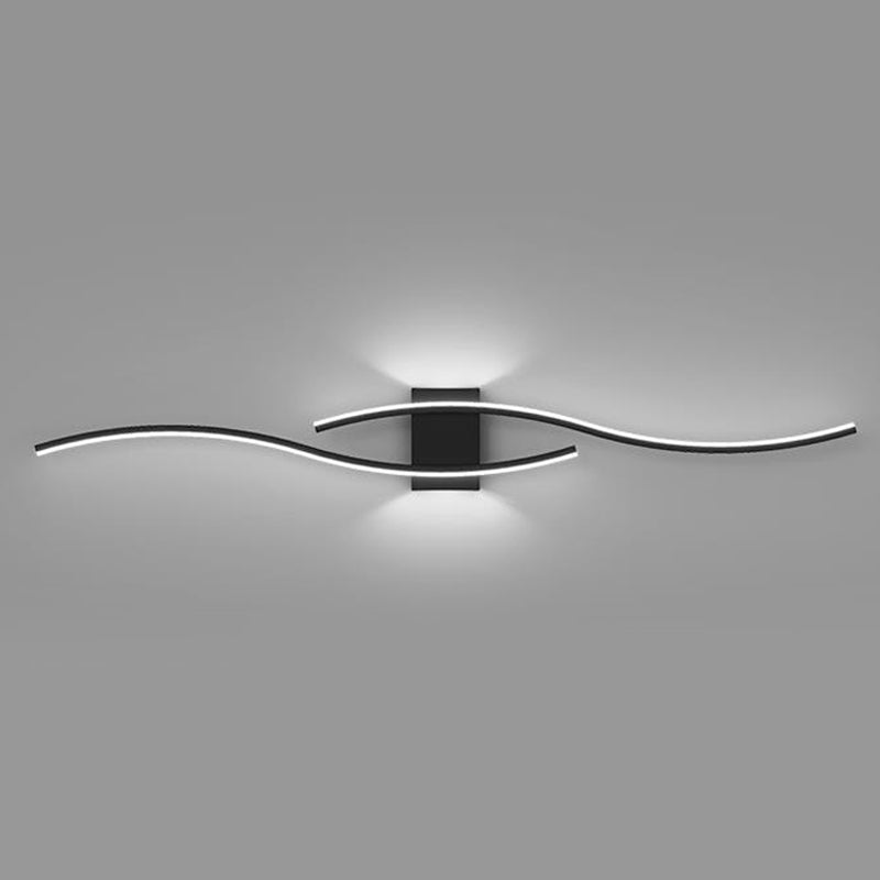 2-Light White/Black Modern Vanity Light LED Bath Bar for Bathroom